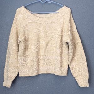 Cream sweater w/ gold threading